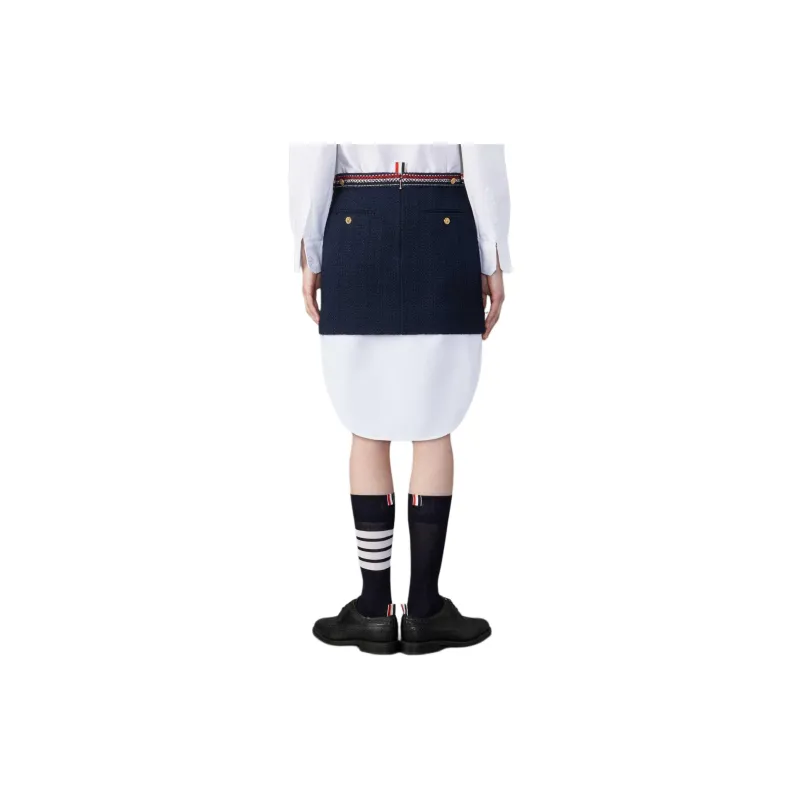 THOM BROWNE 4 Bar Tab Striaght Hem Tweed Skirt-2