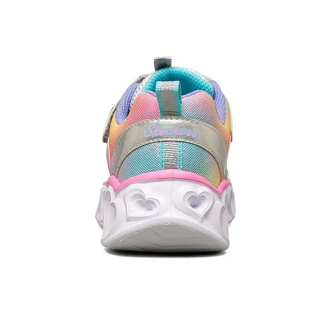 Skechers Heart Lights Cushioning, Slip Resistant, And Abrasion Resistant Kids Lifestyle Shoes Silver Pink Teenagers-3