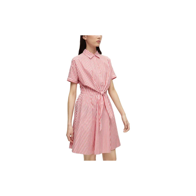 HUGO BOSS Short Sleeved Dress Women's Pink-3