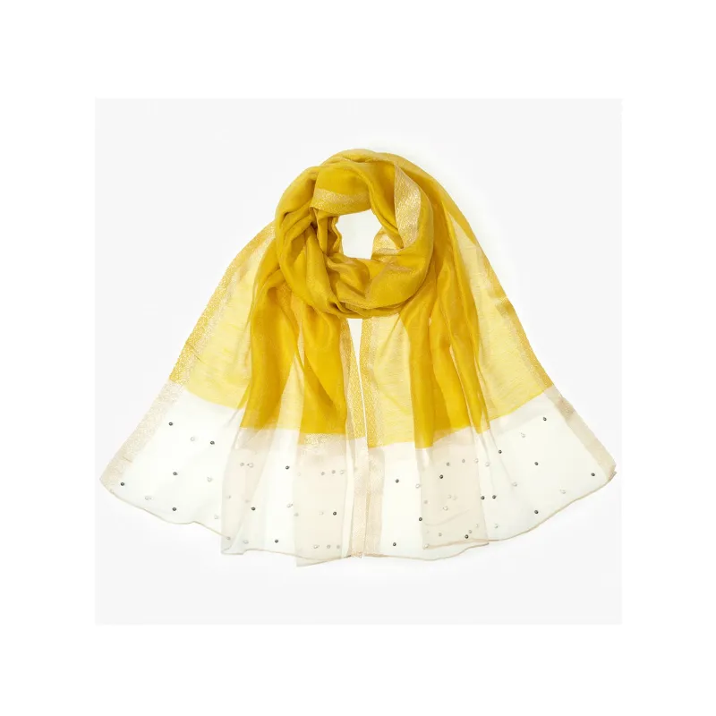 Shanghai Story Polyester Silk Scarves Women's Beaded Feather Fall-6