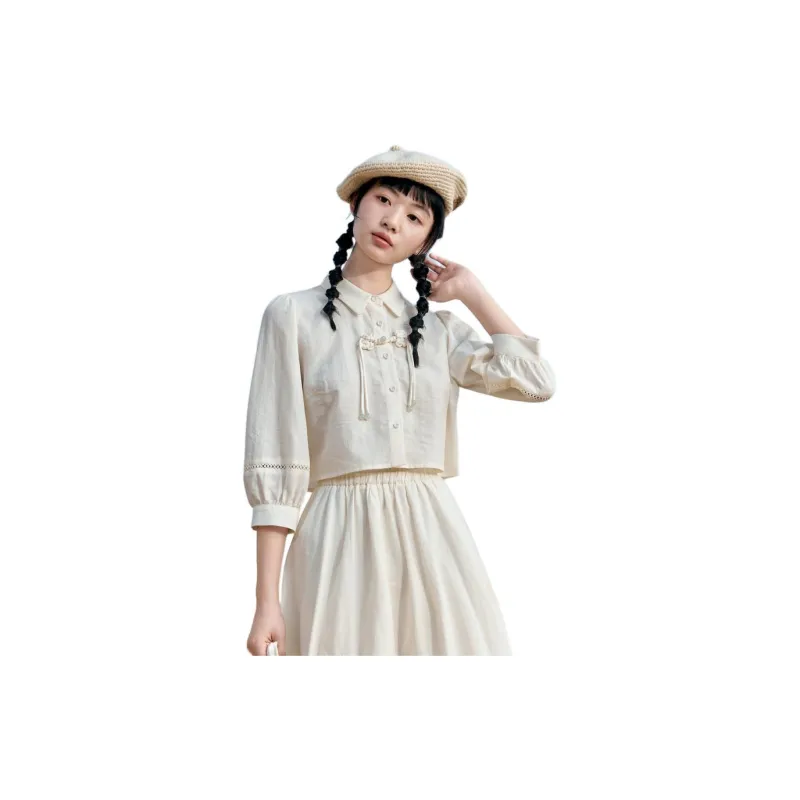ZIHAN Shirts Women's Beige Gold-1