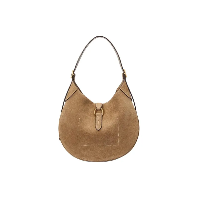 Polo Ralph Lauren Polo ID Cow Leather Handbag Shoulder Bag Small Size Women's Light Brown-3