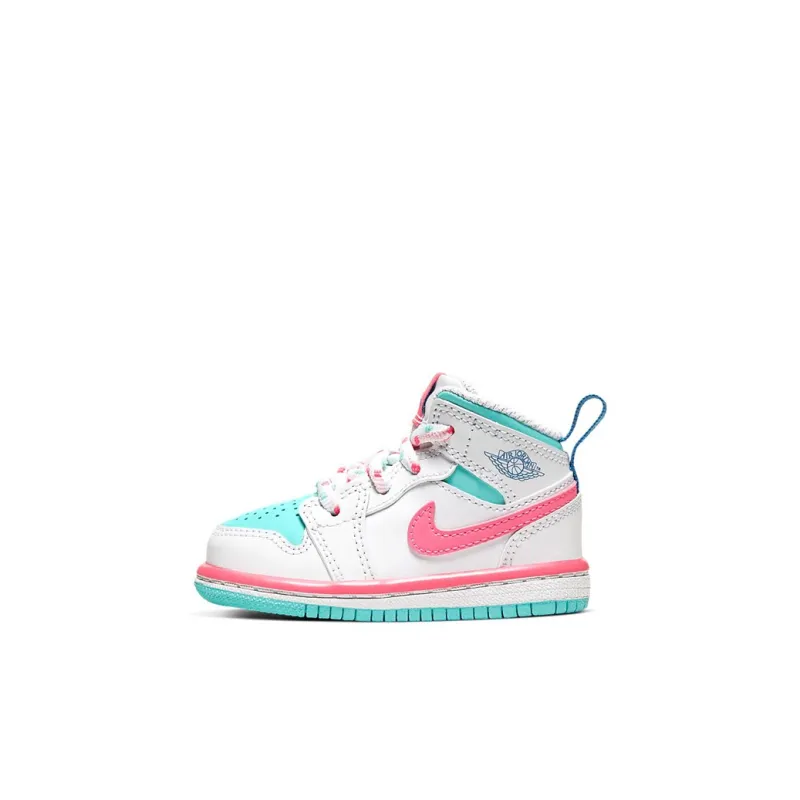 Jordan 1 Mid White Pink Green Soar TD-0