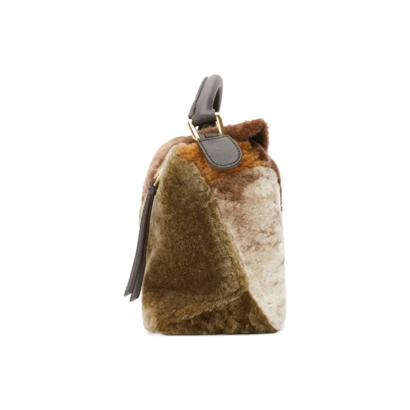 LOEWE Puzzle Shearling Handbag Shoulder Bag Crossbody Bag Small Size Women's Multicolor-4