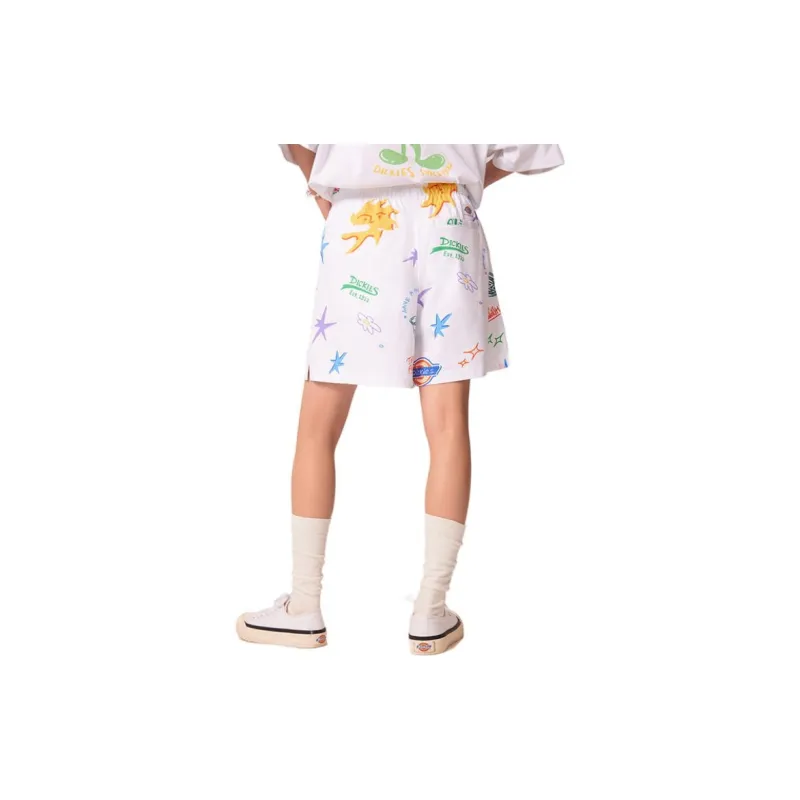 Dickies Casual Shorts Women's White Graffiti All Over Print-3