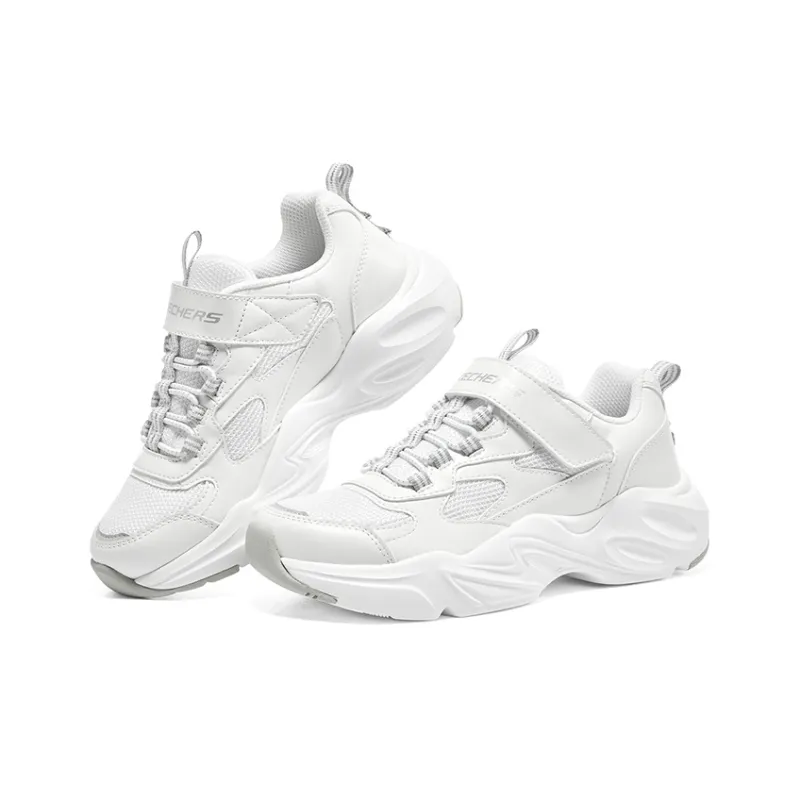 Skechers Abrasion Resistant Breathable Kids Lifestyle Shoes White Gray Teenagers-2