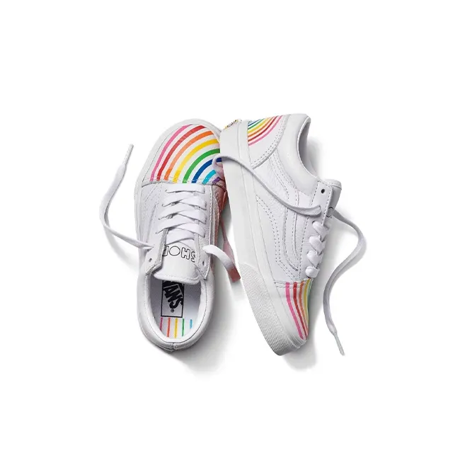 Flour Shop x Vans Old Skool Low-Top Kids' Skateboarding Shoes White Rainbow Children Aged 3-7 Years Old-2