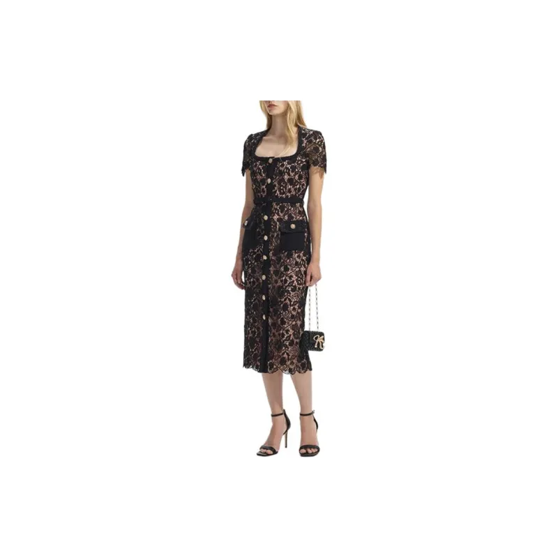 Self portrait Short Sleeved Dresses Women's Classic Black-1