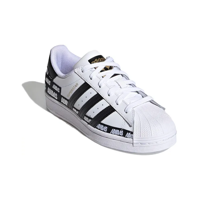 Adidas Originals Superstar Series J Breathable Low Top Skateboard Shoes White Teenagers-2