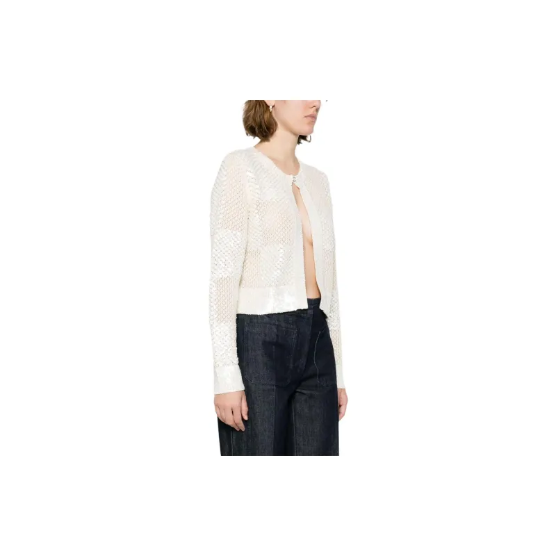CASABLANCA Knitted Fabric Cardigan Women's Beige-3