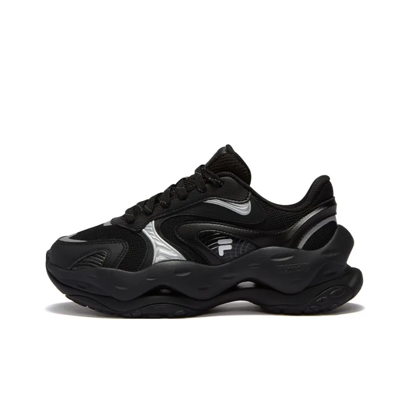 FILA FUSION Cheese Cheese Slip-Resistant Low-Top Casual Shoes Women's Black Gray-0