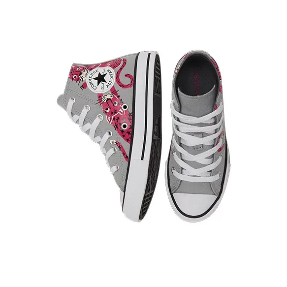 Converse Chuck Taylor All Star Anti Slip Wear Resistant High Top Kids Canvas Shoes Gray Rose Red Teenagers-3