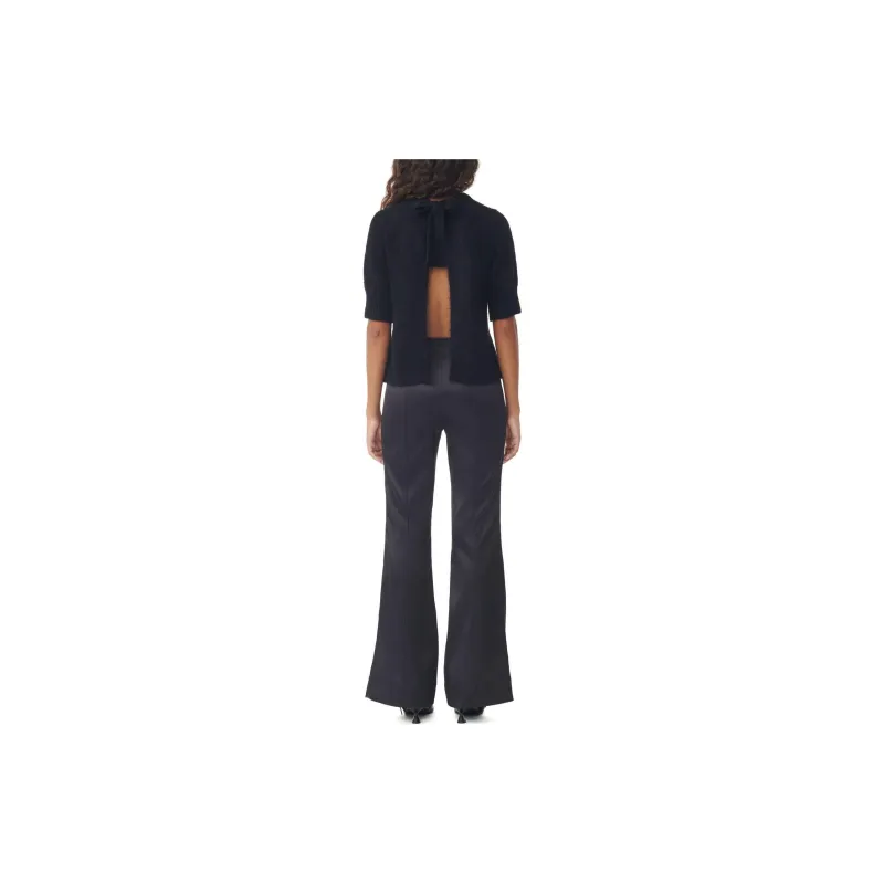 GANNI Satin Flared Trousers-3