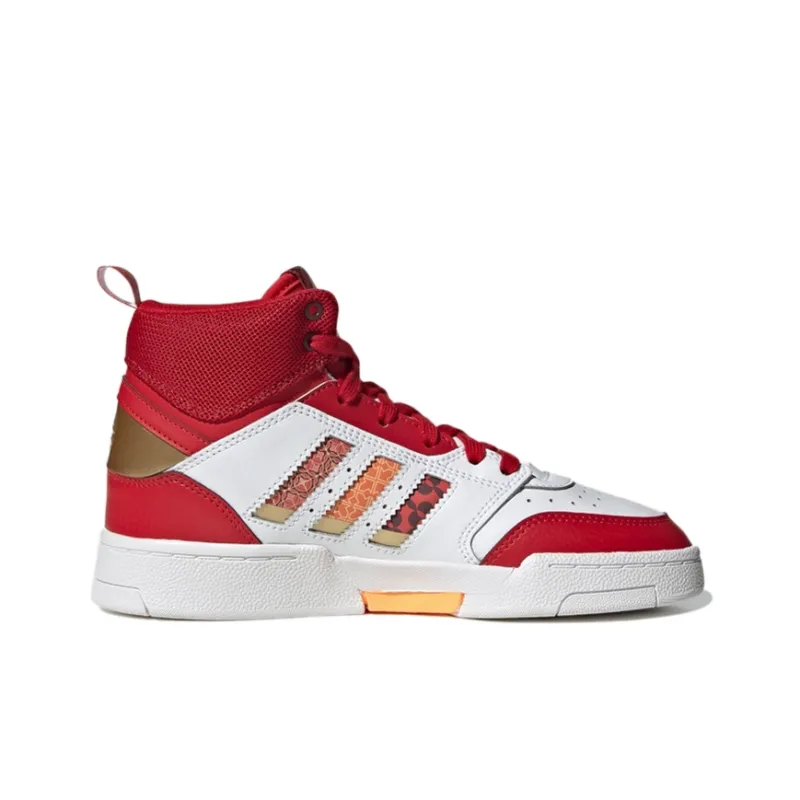 Adidas Originals Drop Step Drop Step J Abrasion Resistant High Top Skateboard Shoes White Red Teenagers-2