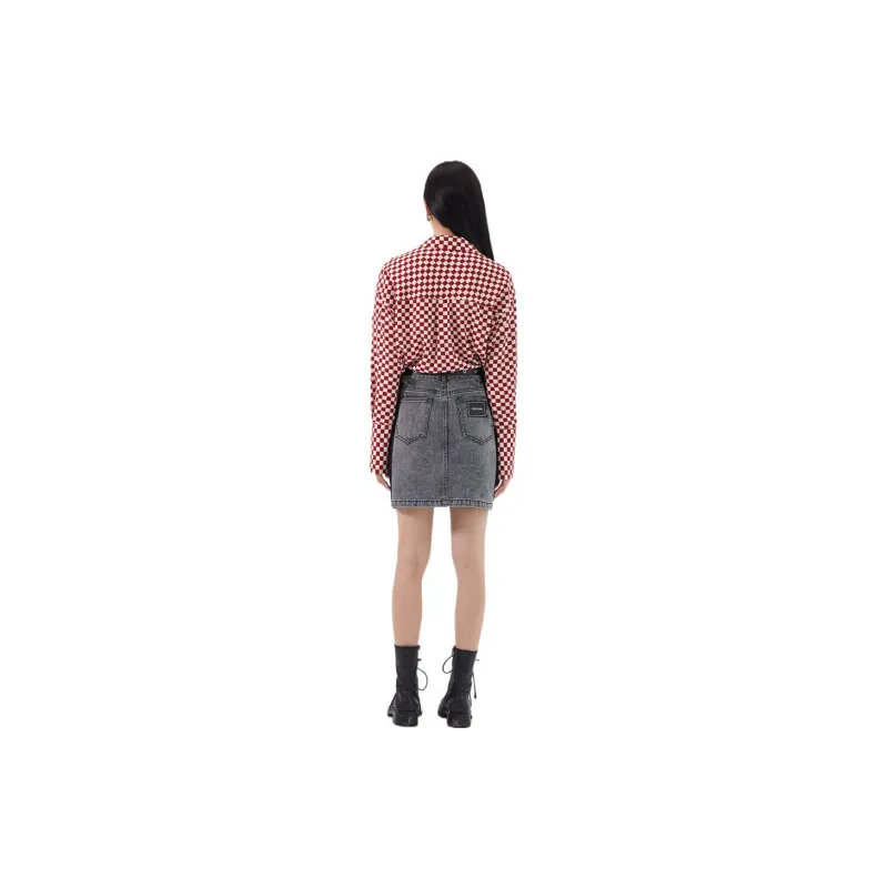 LOFT SHINE Cropped Skirt Black Denim Gray-2