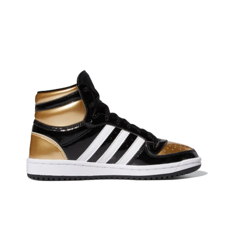 Adidas Top Ten Rb J High Top Kids' Skateboarding Shoes Black Gold White Teenagers-1