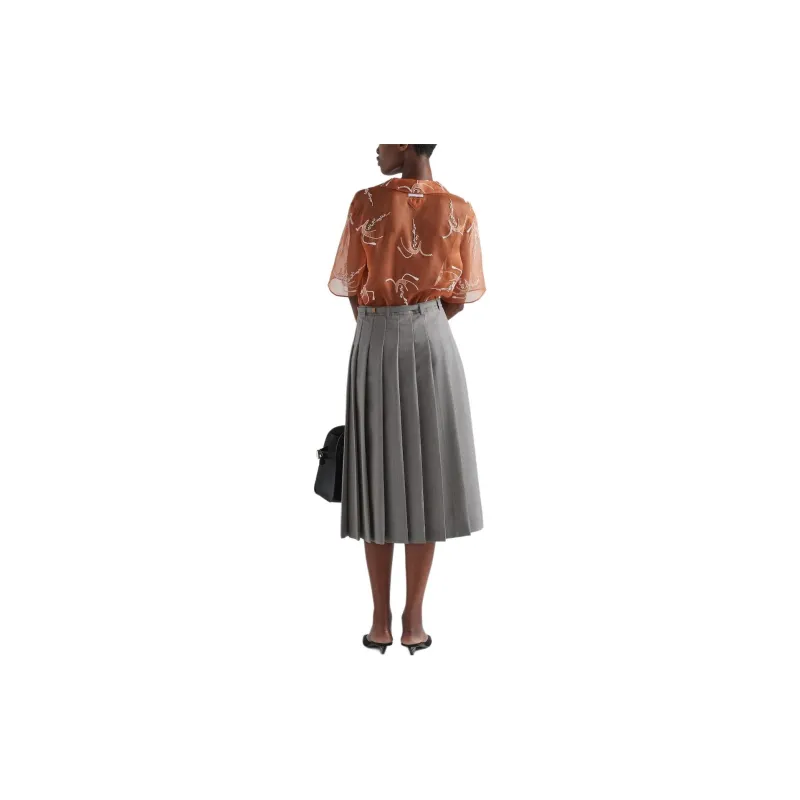 PRADA SS24 Casual Long Skirt Women's Granite Gray-2