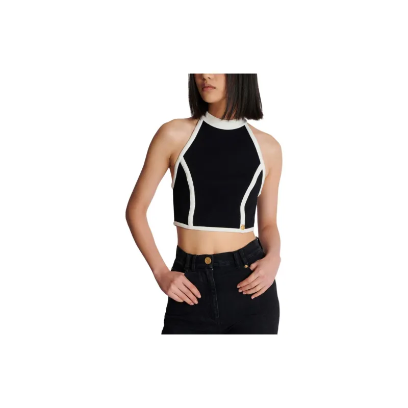 BALMAIN Two Toned Cropped Top-2