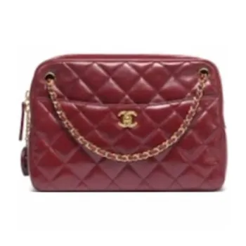 CHANEL Leather Camera Bag, Shoulder Bag, Crossbody Bag Women's Burgundy