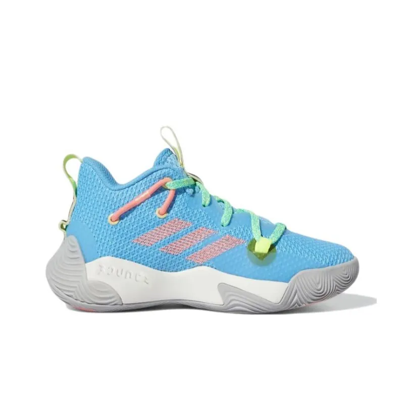 Adidas Harden Stepback 3 Wear-Resistant Mid-Top Children's Basketball Shoes Blue Teenagers-1