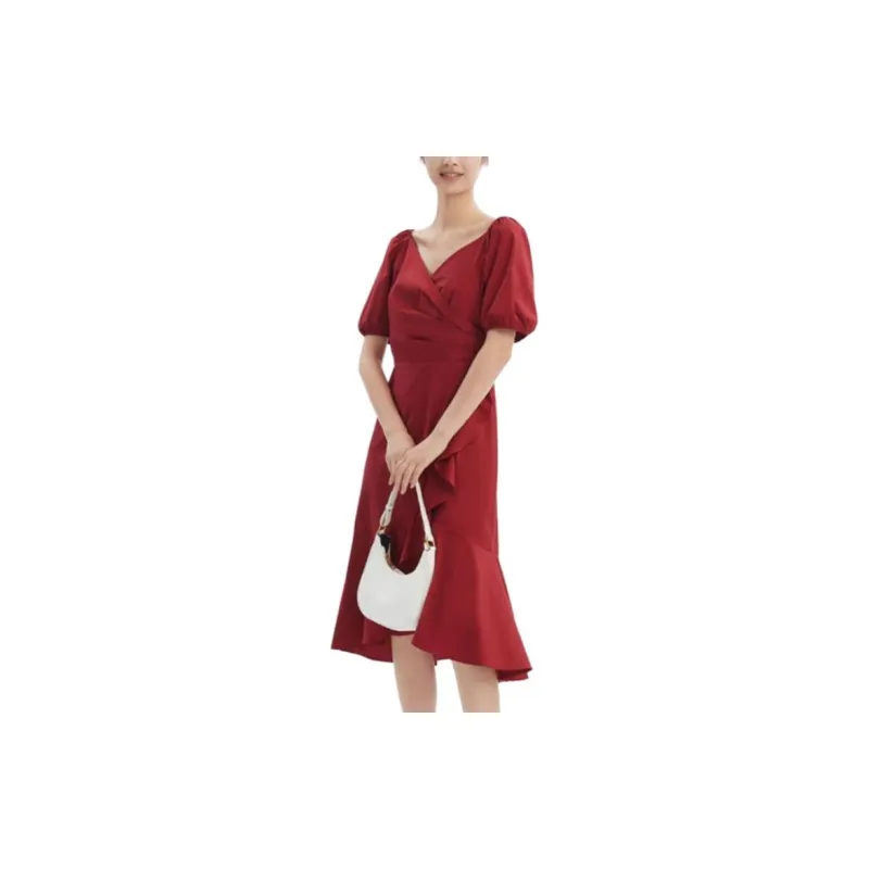 GOELIA Short Sleeved Dress Women's Pepper Red-3