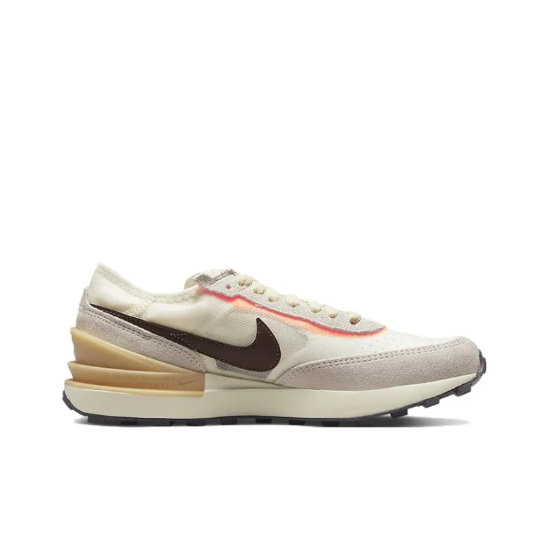 Nike Waffle One Cushioning Anti-Slip And Wear-Resistant Low-Top Kids Lifestyle Shoes Beige Brown Teenagers-1