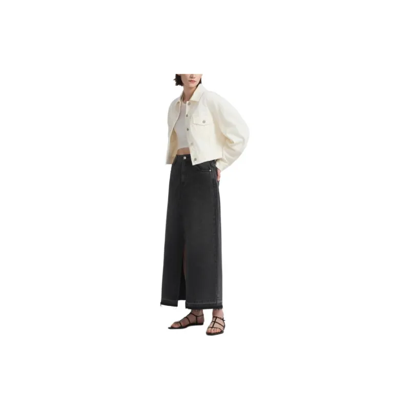 GAP Casual Long Skirts Women's Washed Black-3
