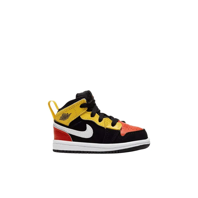 Jordan Air Jordan 1 Mid SE 'Amarillo Team Orange' High Top Toddler Shoes Black Red Yellow Infant And Toddler-1