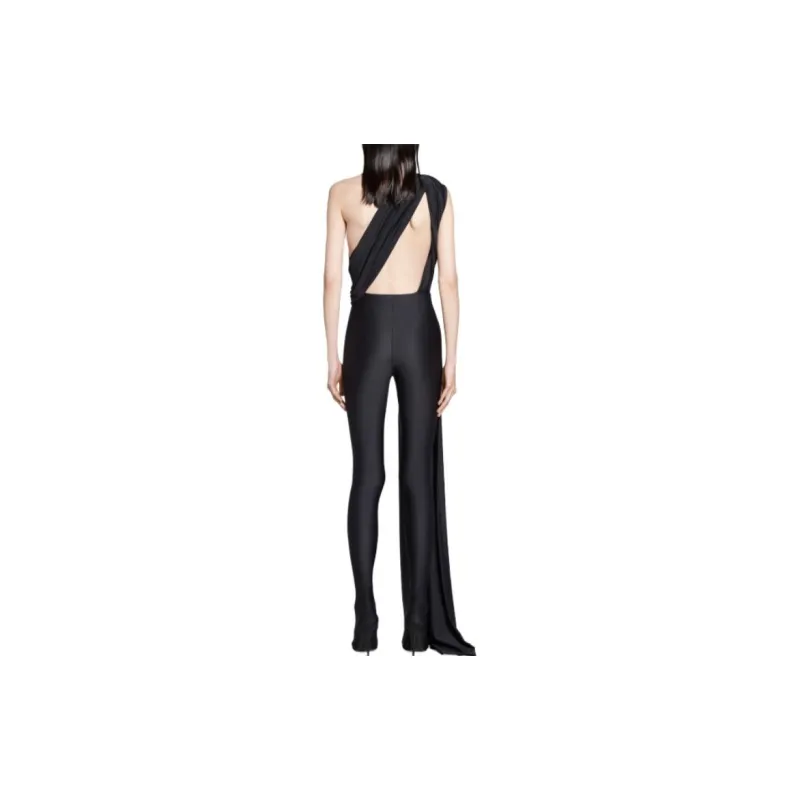 Balenciaga Pantabodysuit Draped Da Donna In Nero Jumpsuit Women's Black-3