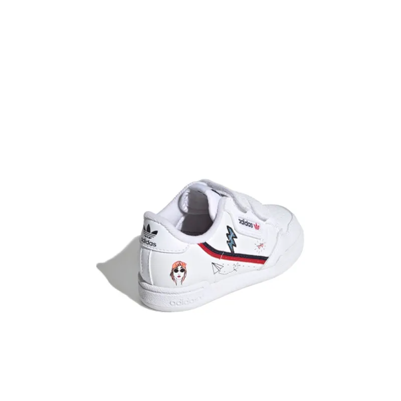 Adidas Originals Continental 80 Cf Low-Top Skateboard Shoes White Red Infant And Toddler-3