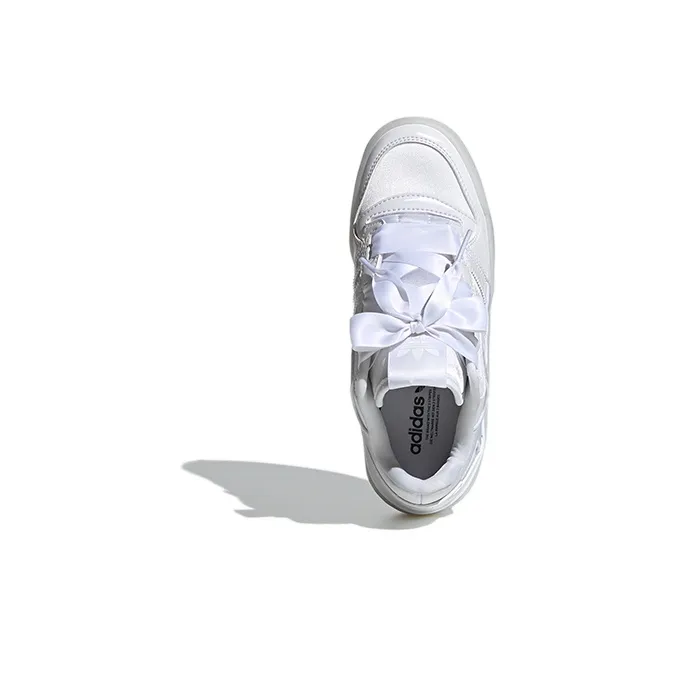 Adidas Originals FORUM Satin Low J Abrasion Resistant Low Top Skateboard Shoes White Teenagers-4