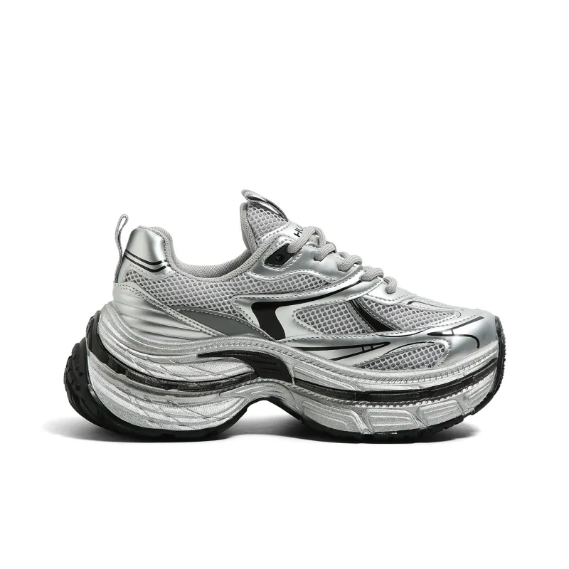 HUANQIU Height Increasing Wear Resistant Slip Resistant Low Top Chunky Sneakers Women's-1
