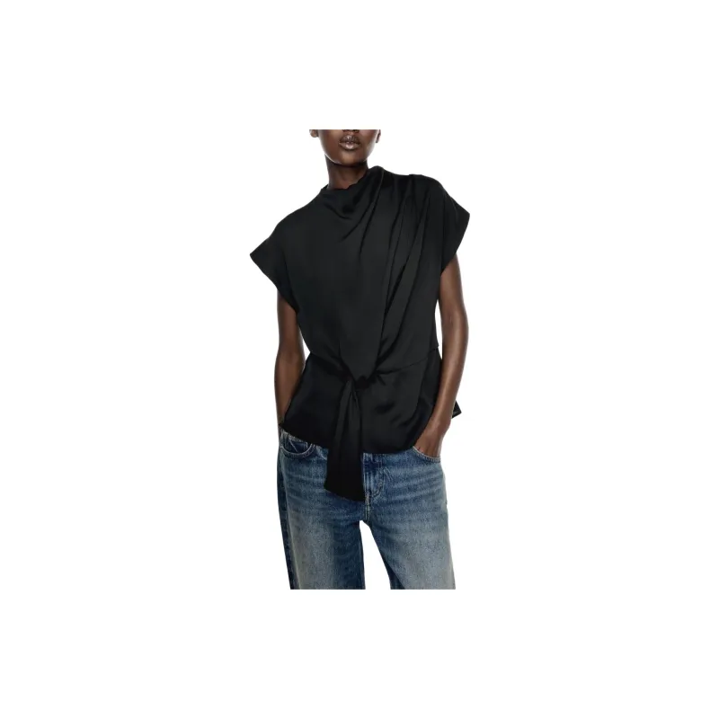 ZARA Chiffon Shirts Women's Black-2