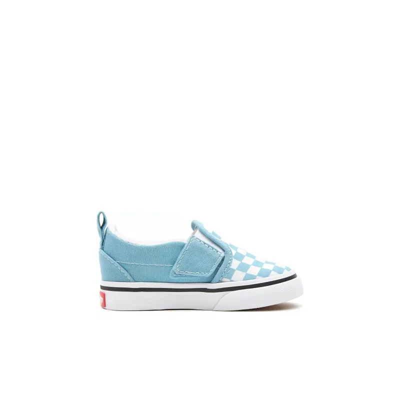 Vans Slip Resistant, Abrasion Resistant, Breathable Low Top Skateboard Shoes White Blue Plaid Infant And Toddler-1