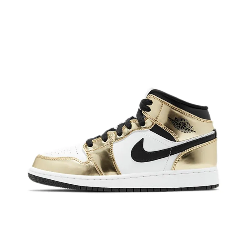 Jordan 1 Mid Metallic Gold Black White GS-0