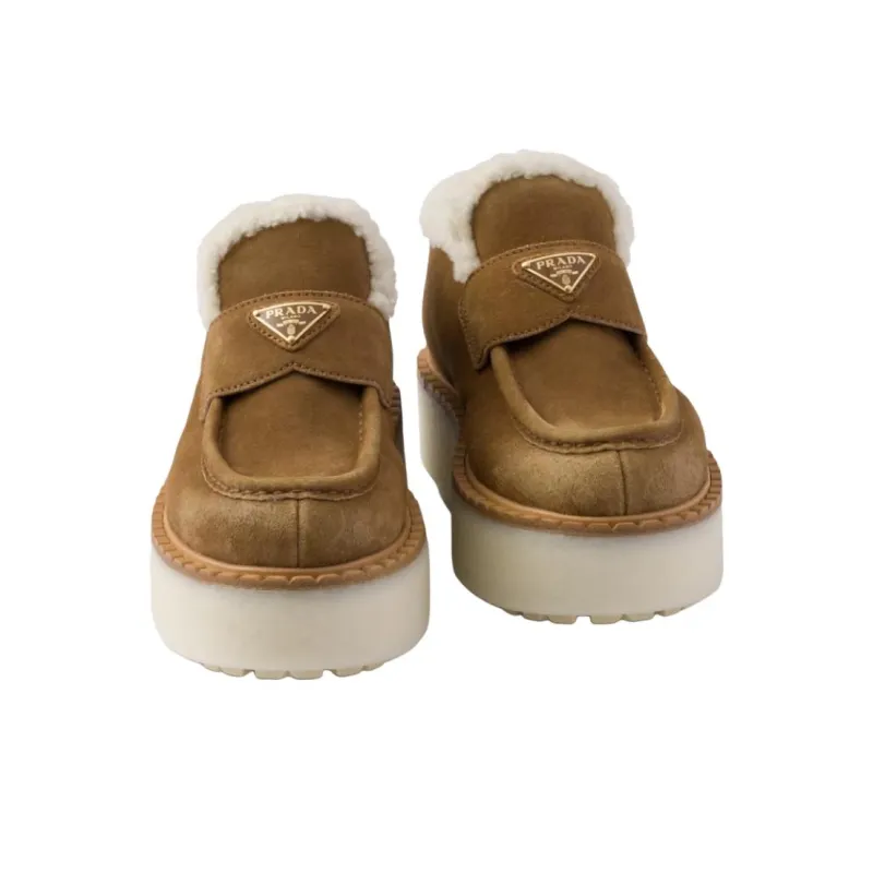PRADA Loafers 5cm Women's Brown-4