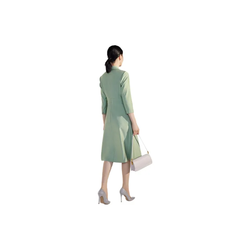 BBLLUUEE Long Sleeved Dress Women's Avocado Green-0