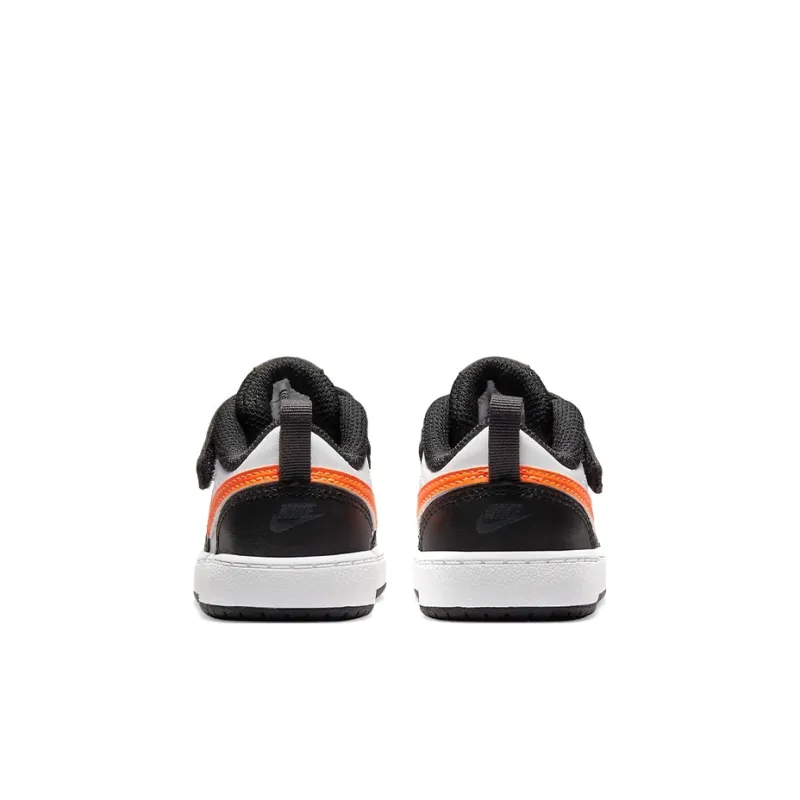 Nike Court Borough Low 2 Low Top Skateboard Shoes Black White Orange Infant And Toddler-4