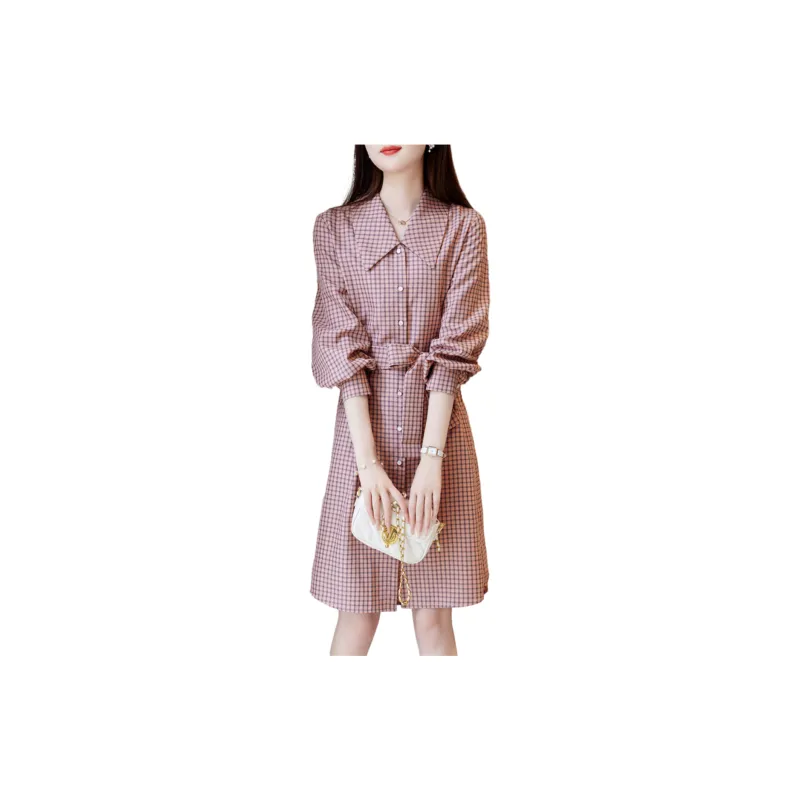 Dme Long Sleeved Dresses Women's Leather Pink-1