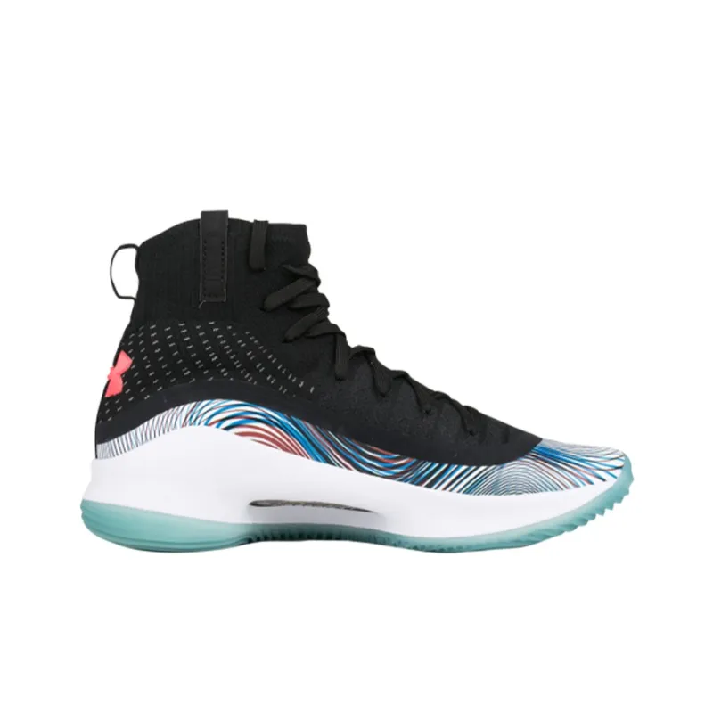 Under Armour Curry 4 Curry 4 Abrasion Resistant High Top Children's Basketball Shoes Black White Unisex-3