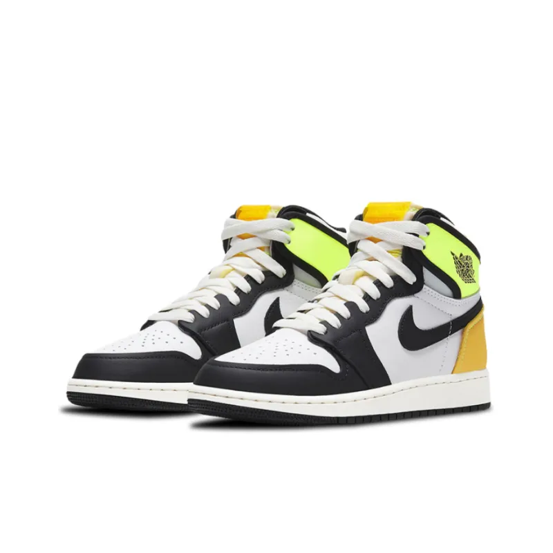 Jordan 1 Retro High White Black Volt University Gold GS-2