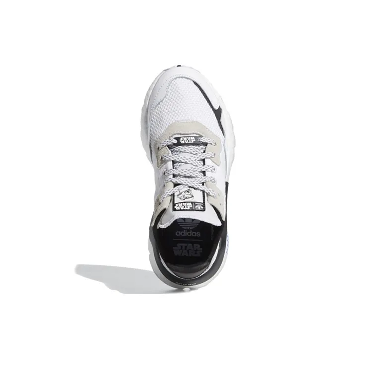 Adidas Originals Nite Jogger Abrasion Resistant Mid Top Kids Lifestyle Shoes White Black Teenagers-4