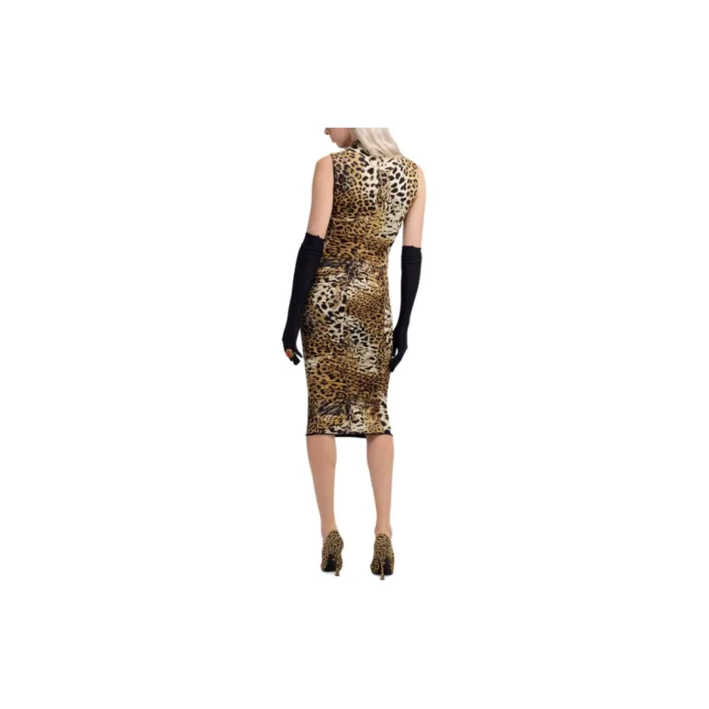 Roberto Cavalli Jaguar print Gathered Midi Dress-2