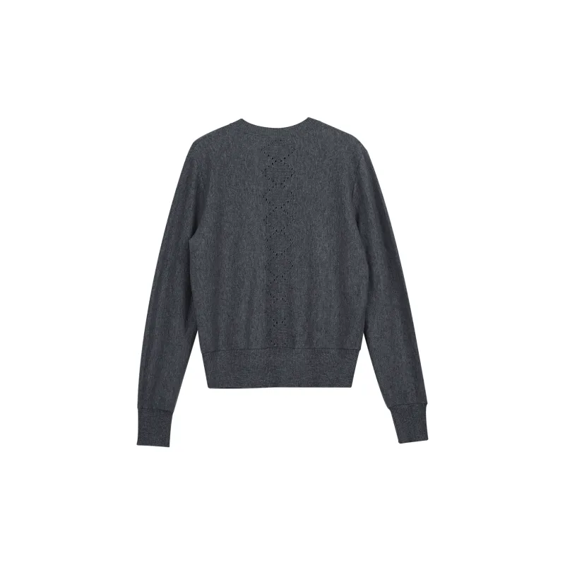 SIMPLE PROJECT Crew neck Wool Cardigan Sweater Unisex-3