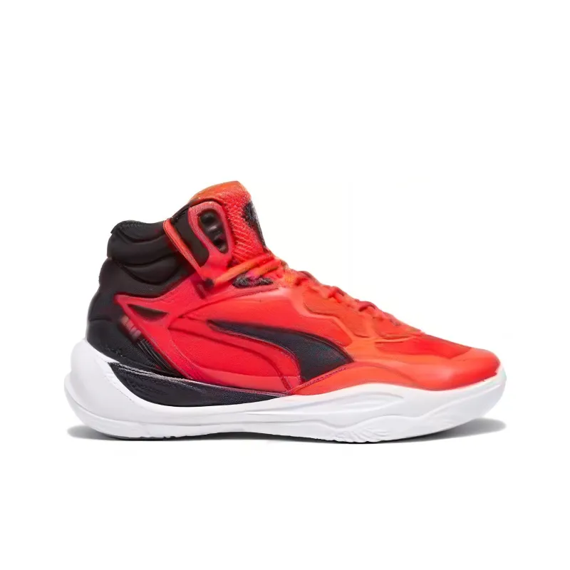 PUMA Playmaker Anti Slip Wear Resistant Low Top Basketball Shoes Men's Red Black-1