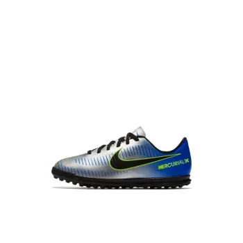 Nike JR Mercurialx Victory 6 TF Slip Resistant Cushioning Wear Resistant Low Top Kids' Soccer Shoes Silver Blue Kids'