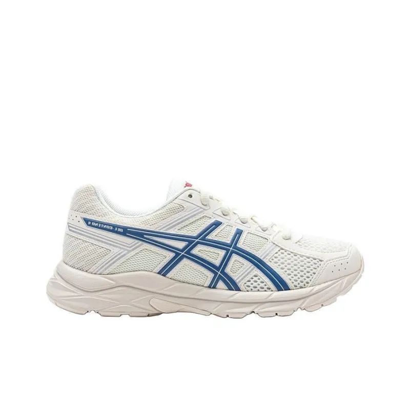 Asics Gel Contend 4 Cushioning And Breathable Low Top Kids' Running Shoes White Blue Teenagers-1