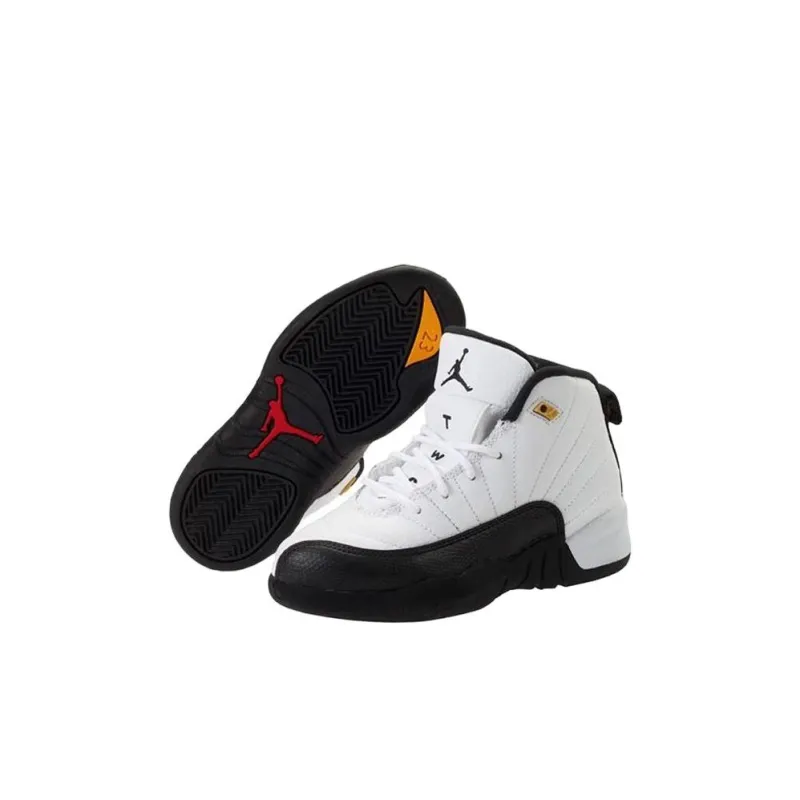Jordan Air Jordan 12 'Taxi' High-Top Children's Basketball Shoes White Black Children Aged 3-7 Years Old-4
