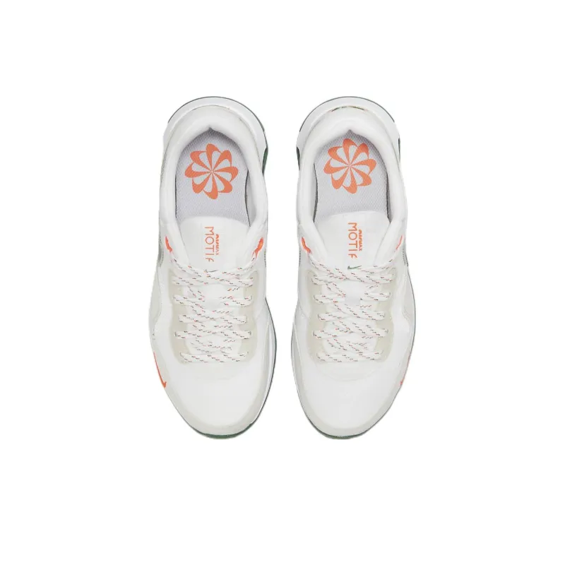 Nike Air Max Motif Cushioned Slip Resistant Abrasion Resistant Low Top Kids' Running Shoes White Gray Green Teenagers-3