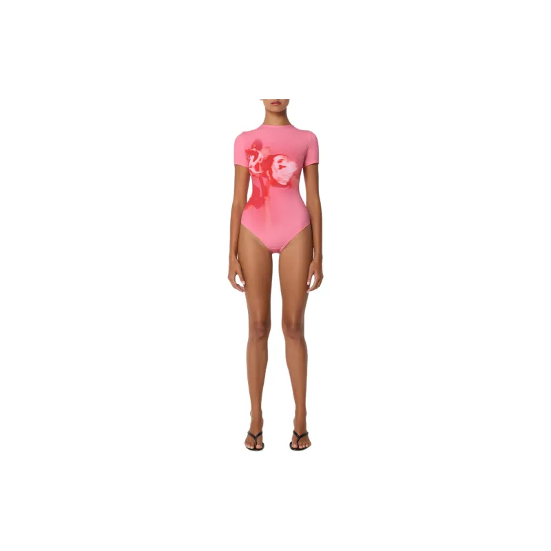 Khy x IOANNES FW24 Smooth Stretch Open Back Bodysuit Bodysuits Women's Pink Peony-2